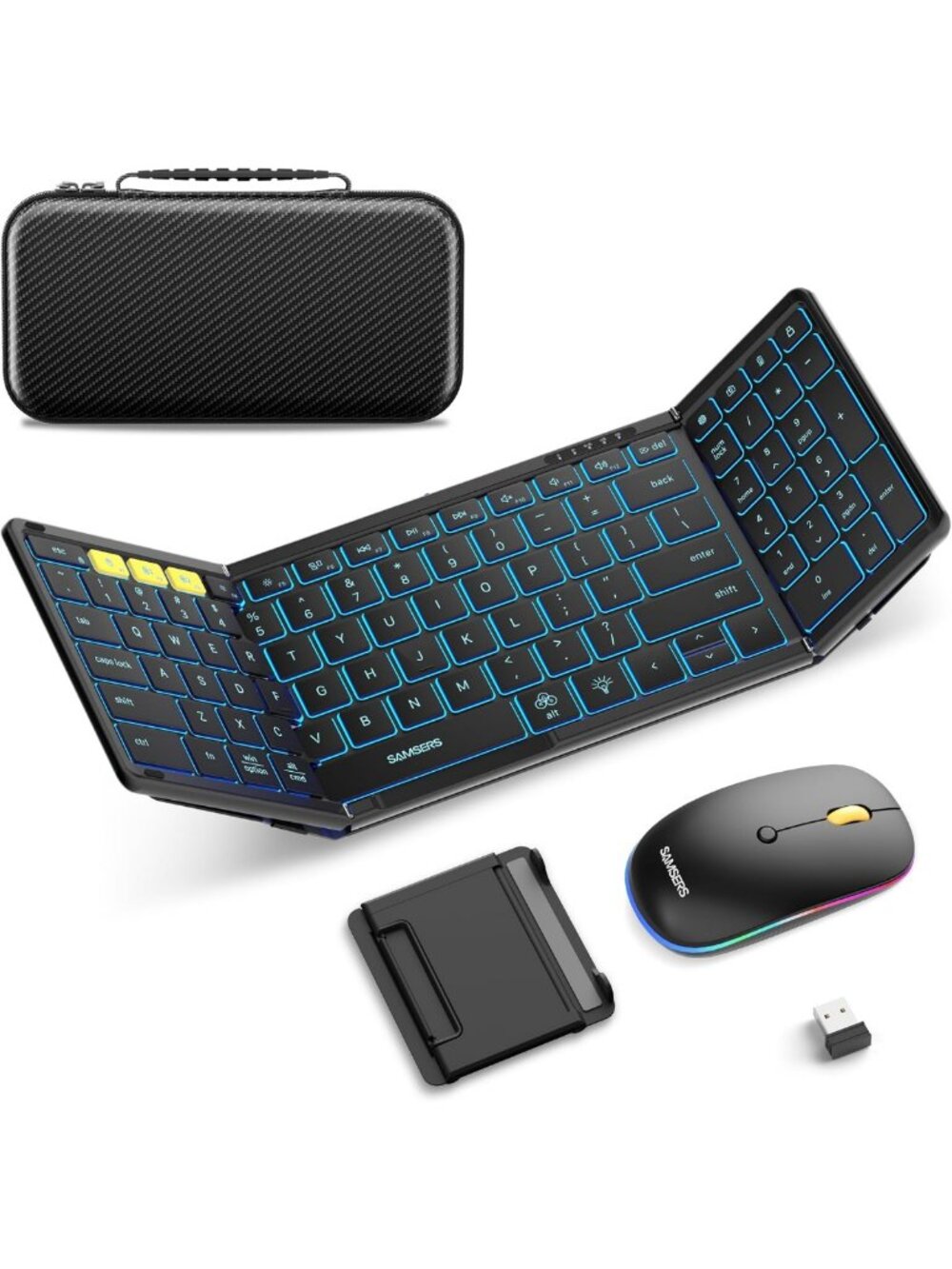 Portable Foldable Bluetooth Keyboard & Wireless Mouse Combo for Travel